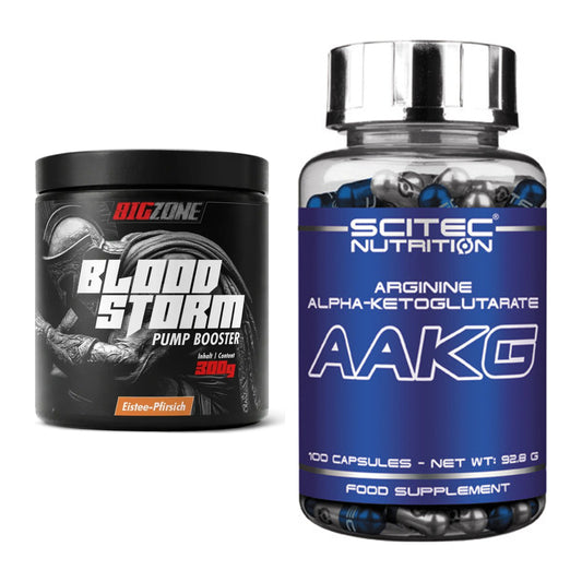 Trainings-Set: Big Zone Bloodstorm 2.0 + Scitec AAKG – alle enthaltenen Artikel