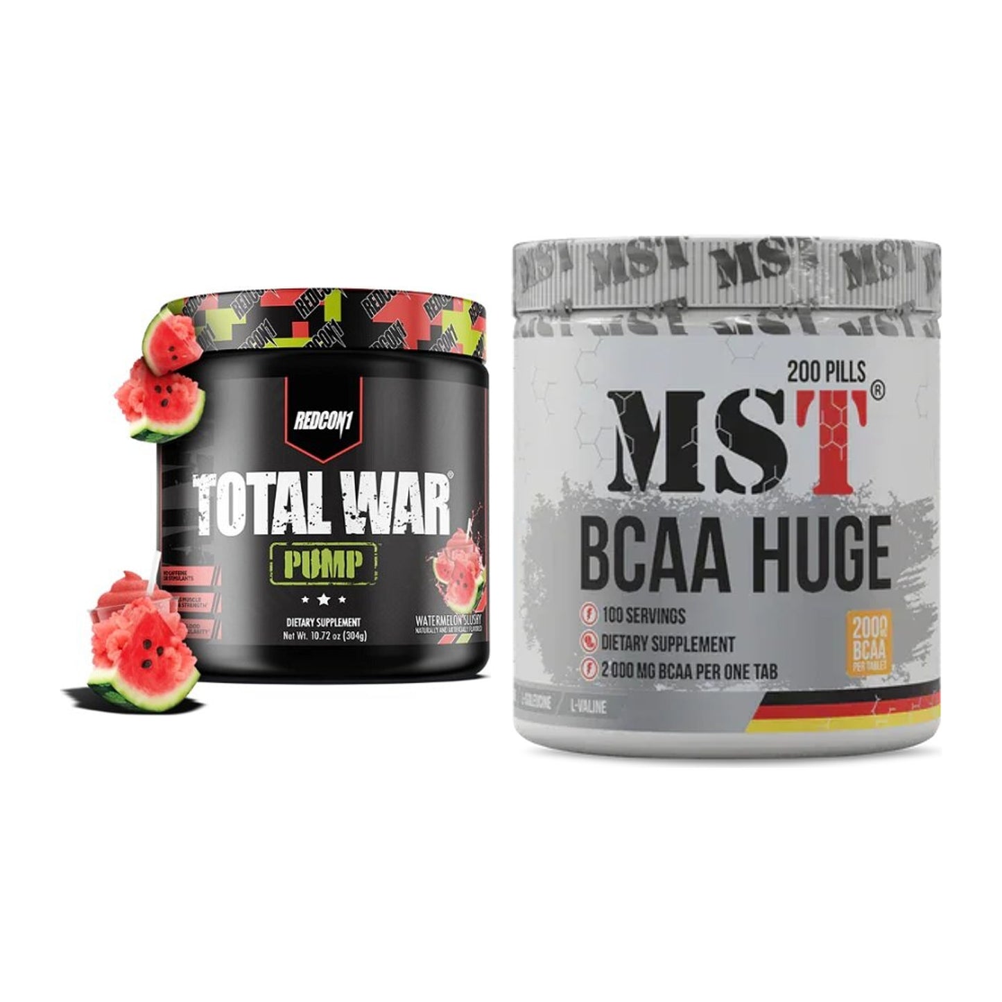 Trainings-Set: Redcon1 Total War PUMP + MST BCAA Huge 200 Tabl./ – alle enthaltenen Artikel
