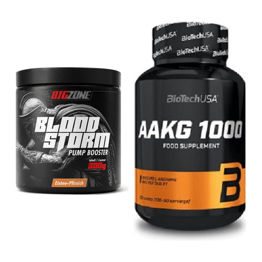Trainings-Set: Big Zone Bloodstorm 2.0 + BioTech AAKG 1000mg 100 Tabl. – alle enthaltenen Artikel