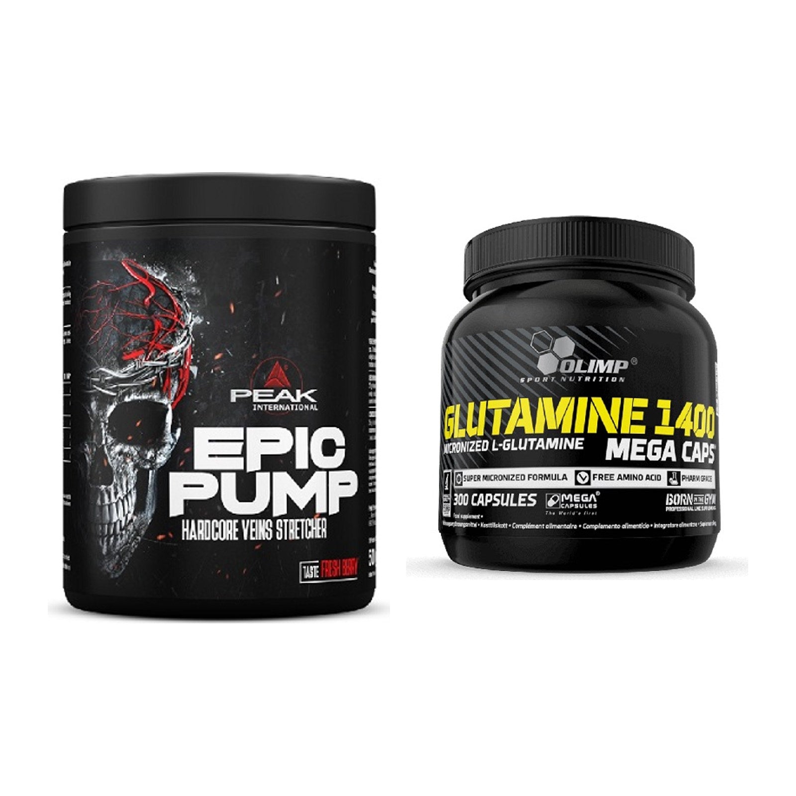 Trainings-Set: Peak EPIC Pump + Olimp L-Glutamine Mega Caps – alle enthaltenen Artikel