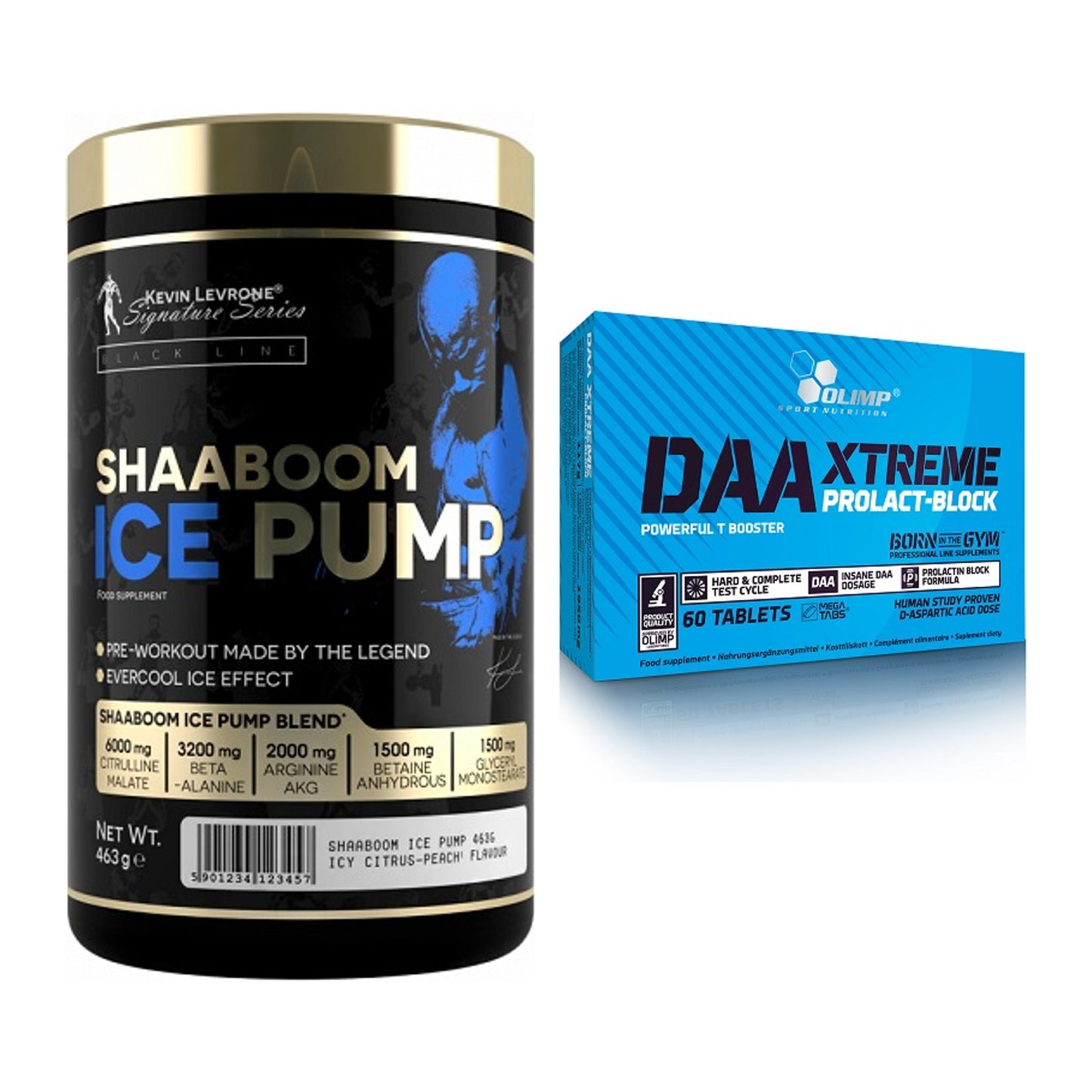 Trainings-Set: Kevin Levrone Shaaboom Ice Pump + Olimp DAA Xtreme – alle enthaltenen Artikel