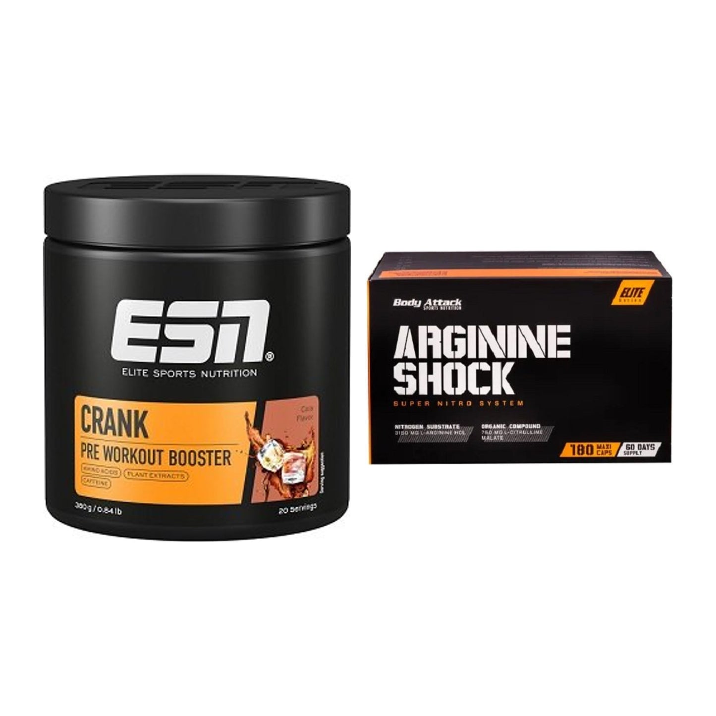 Trainings-Set: ESN Crank Booster + Body Attack Arginine Shock – alle enthaltenen Artikel