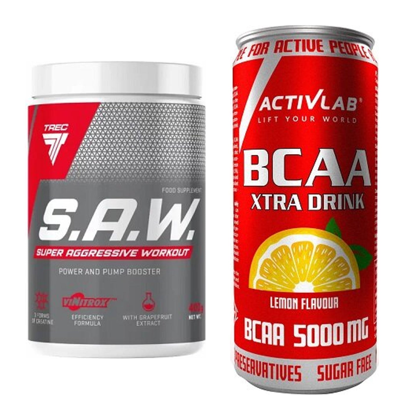 Trainings-Set: Trec Nutrition SAW Booster + Activlab BCAA Xtra Drink – alle enthaltenen Artikel