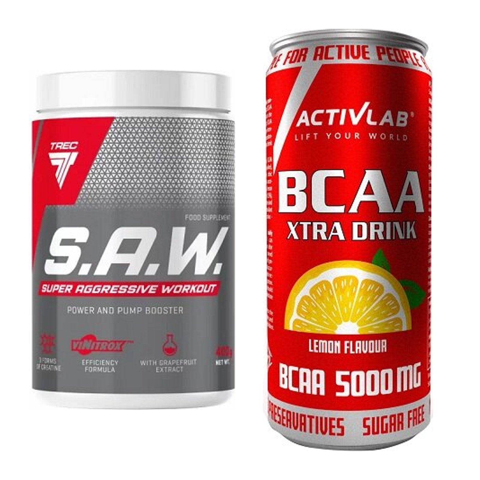 Trainings-Set: Trec Nutrition SAW Booster + Activlab BCAA Xtra Drink – alle enthaltenen Artikel