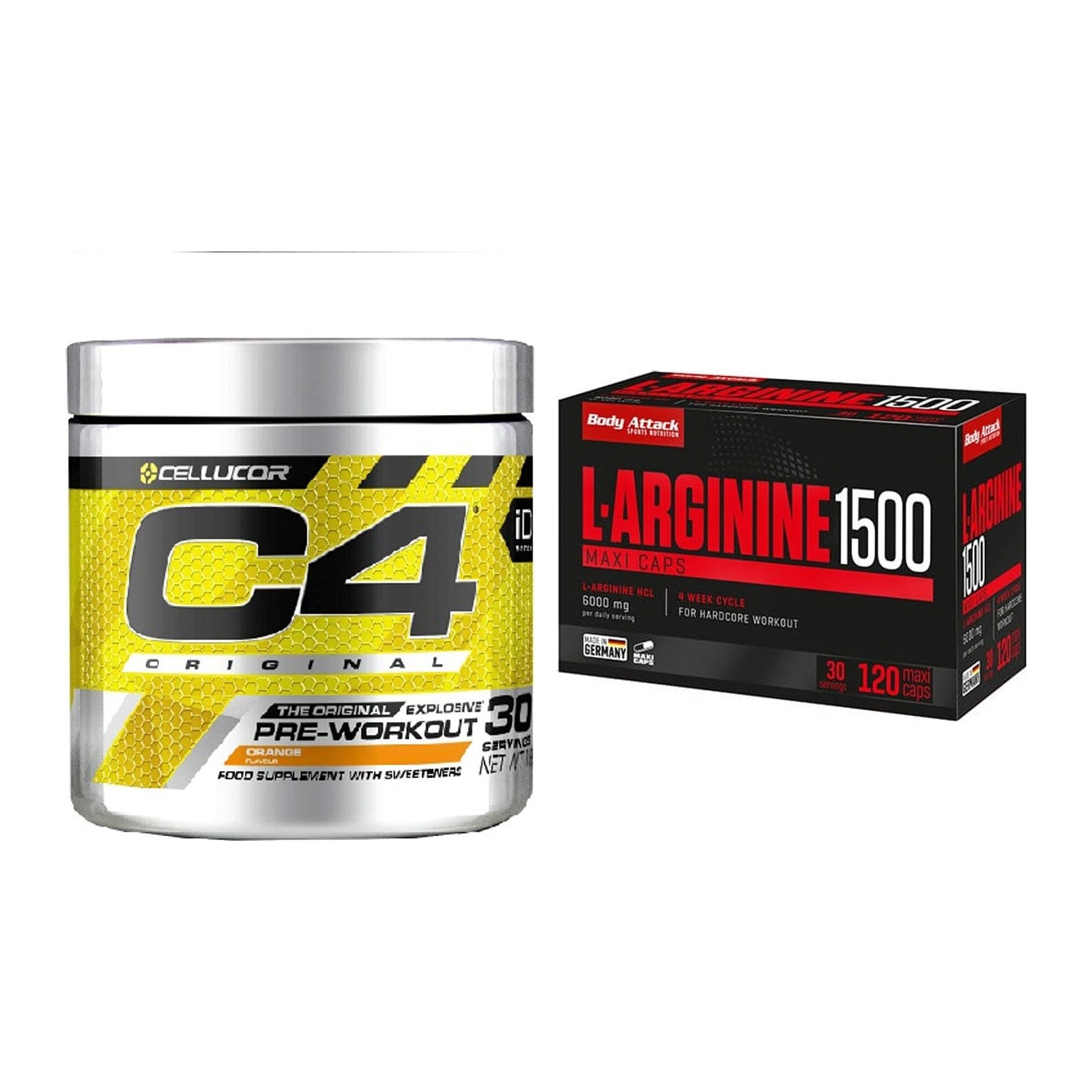 Trainings-Set: Cellucor C4 Original + Body Attack L-Arginin 1500 – alle enthaltenen Artikel