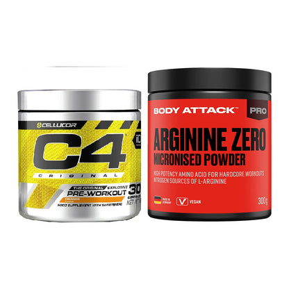Trainings-Set: Cellucor C4 Original + Body Attack 100 % Arginine – alle enthaltenen Artikel