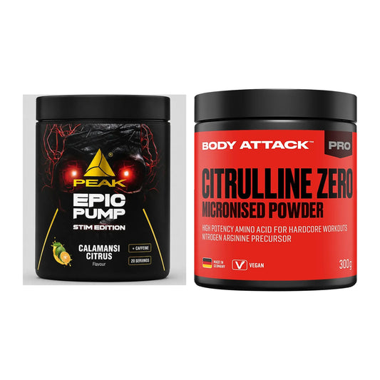 Trainings-Set: Peak Epic Pump Stim + Body Attack 100 % – alle enthaltenen Artikel