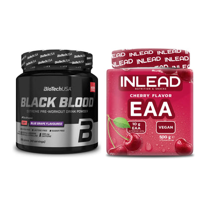 Trainings-Set: BioTech Black Blood CAF+ 300g (80 + INLEAD EAA – alle enthaltenen Artikel