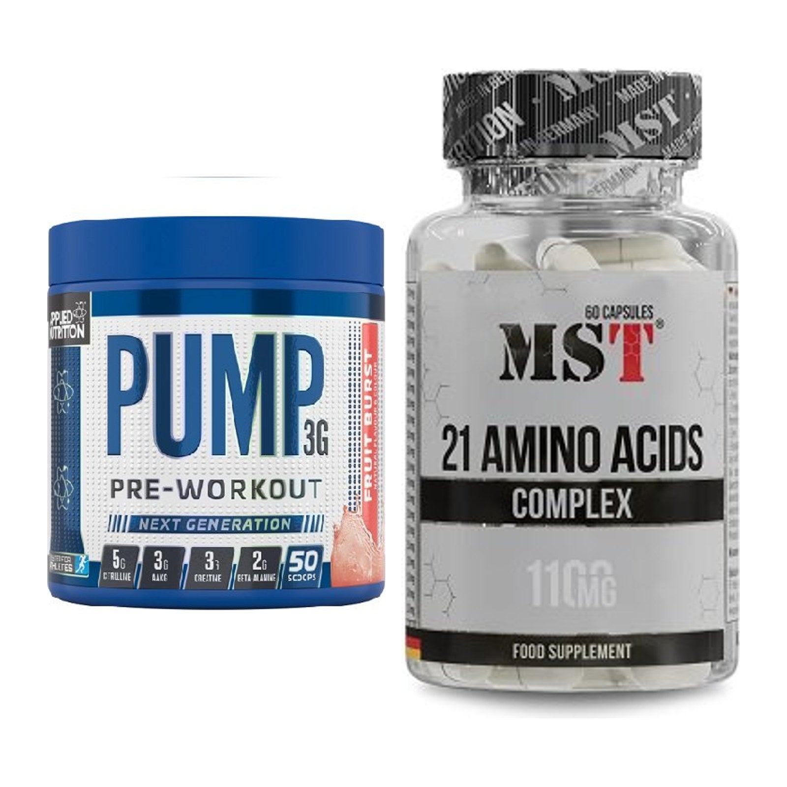 Trainings-Set: Applied Nutrition Pump + MST 21 Amino Acids – alle enthaltenen Artikel