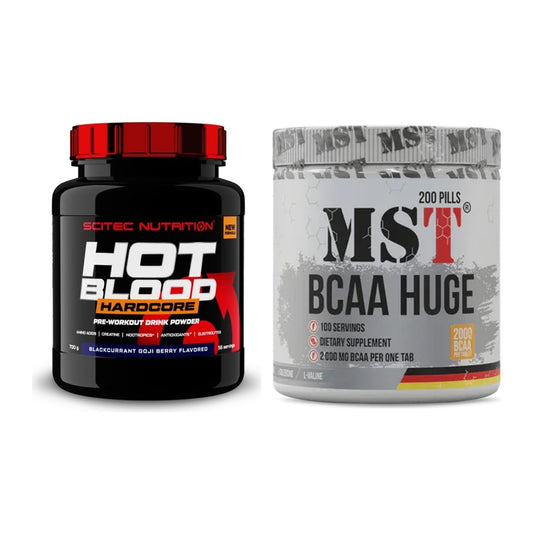 Trainings-Set: Scitec Hot Blood Hardcore + MST BCAA Huge 200 Tabl./ – alle enthaltenen Artikel