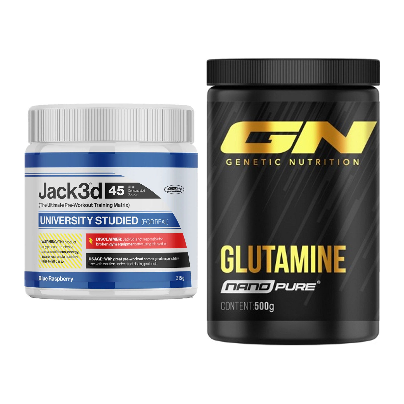 Trainings-Set: USP Labs Jack3d 45 Serv. + GN Nano Pure Glutamine – alle enthaltenen Artikel