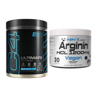 Trainings-Set: Cellucor C4 ULTIMATE 20 Serv. + NNT Arginin HCL 1200 mg – alle enthaltenen Artikel