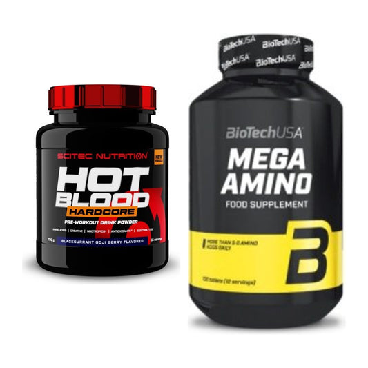 Trainings-Set: Scitec Hot Blood Hardcore + BioTech Mega Amino – alle enthaltenen Artikel