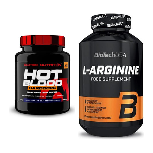 Set za vježbanje: Scitec Hot Blood Hardcore + BioTech L-Arginine - sve stavke uključene