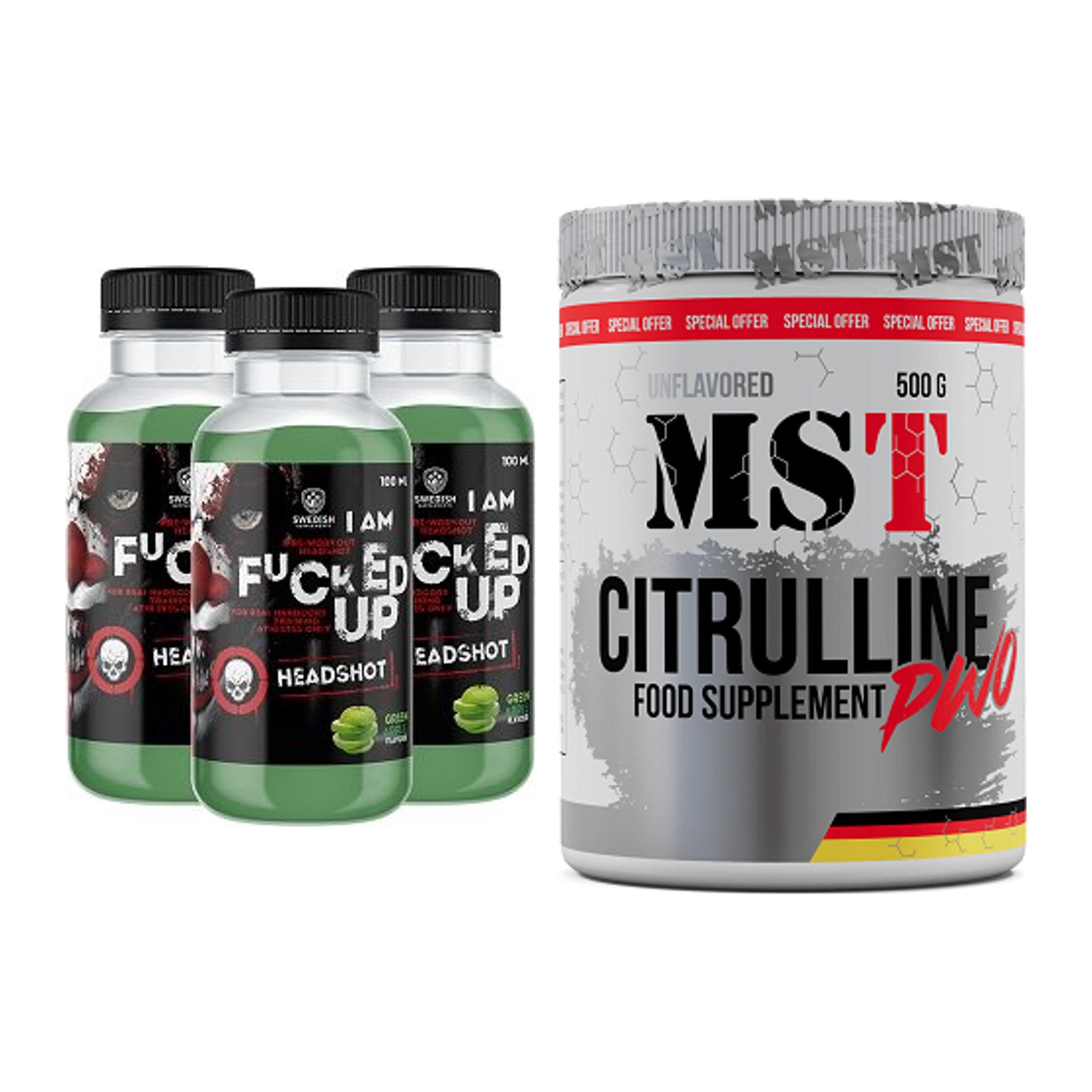 Trainings-Set: Swedish Supplements Fucked + MST Citrulline Malat 500g – alle enthaltenen Artikel