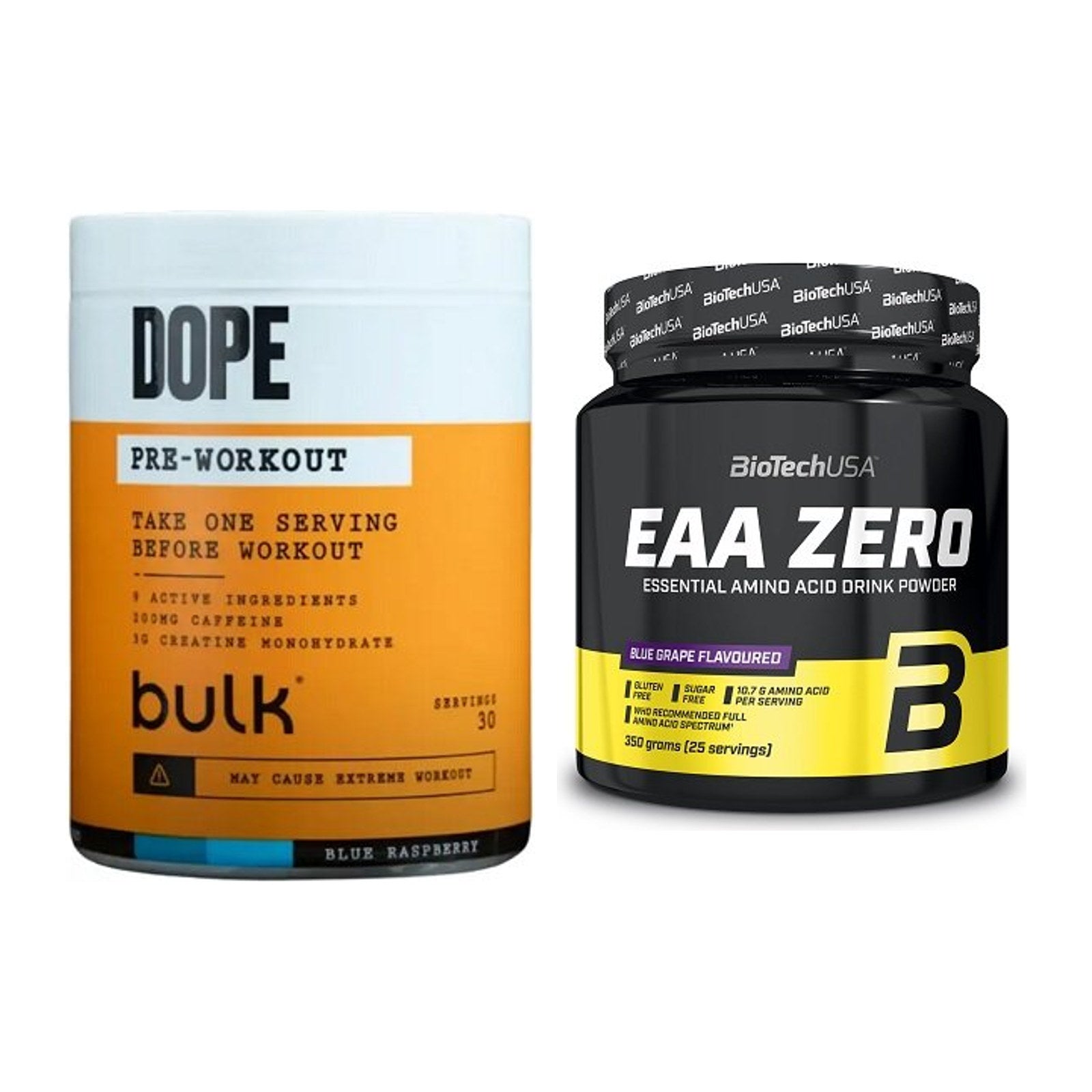 Trainings-Set: Bulk Dope Pre-Workout 30 Serv. + BioTech EAA Zero – alle enthaltenen Artikel