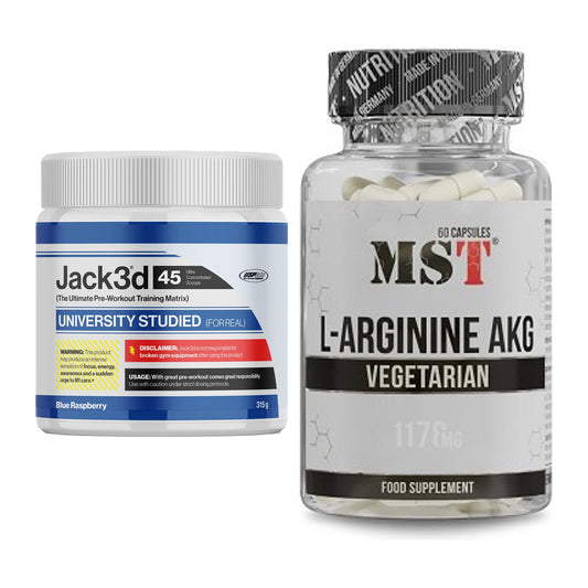 Trainings-Set: USP Labs Jack3d 45 Serv. + MST Arginin AAKG 1178mg – alle enthaltenen Artikel