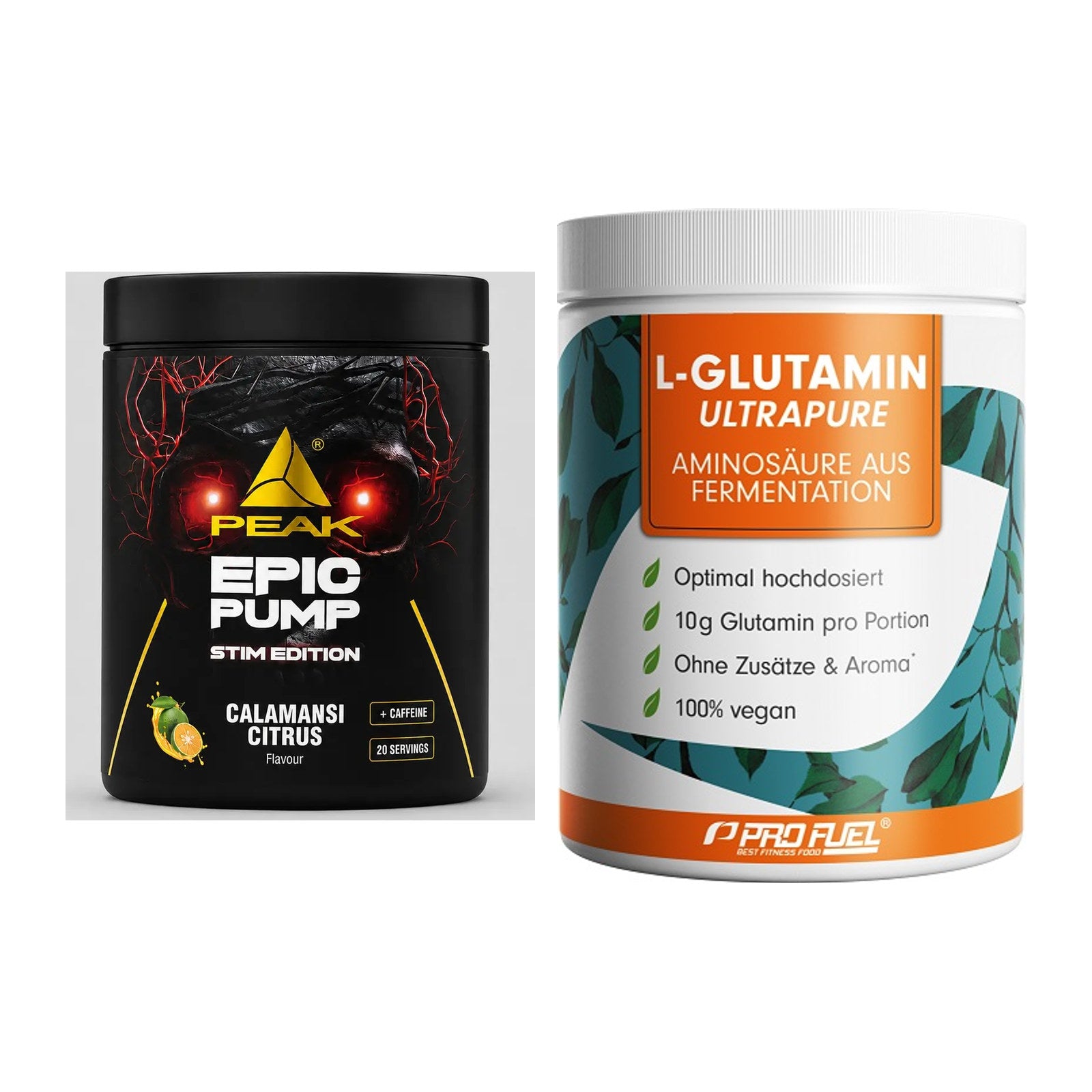 Trainings-Set: Peak Epic Pump Stim + ProFuel Glutamin Ultrapure – alle enthaltenen Artikel