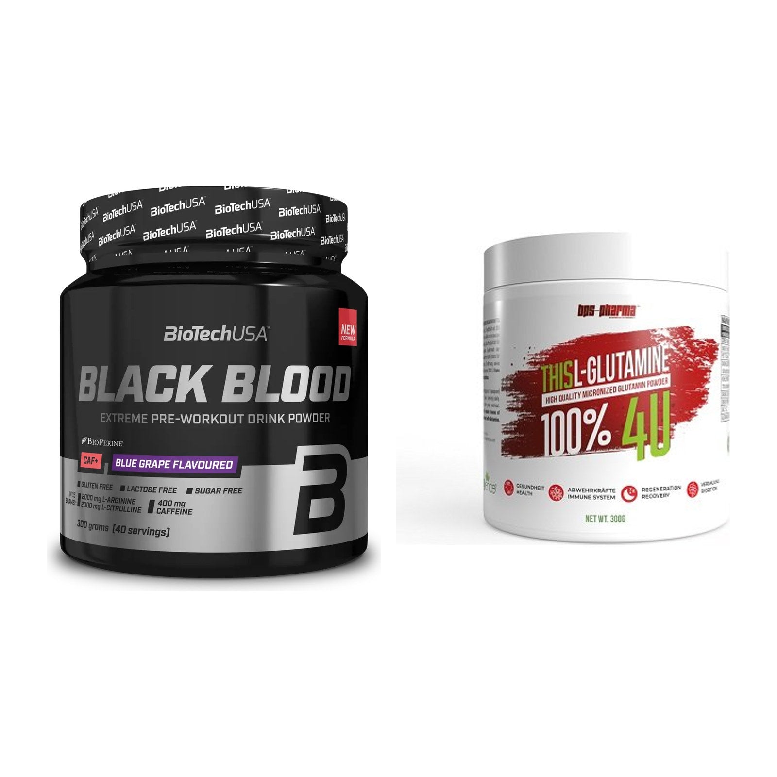 Trainings-Set: BioTech Black Blood CAF + BPS-Pharma This Glutamin – alle enthaltenen Artikel