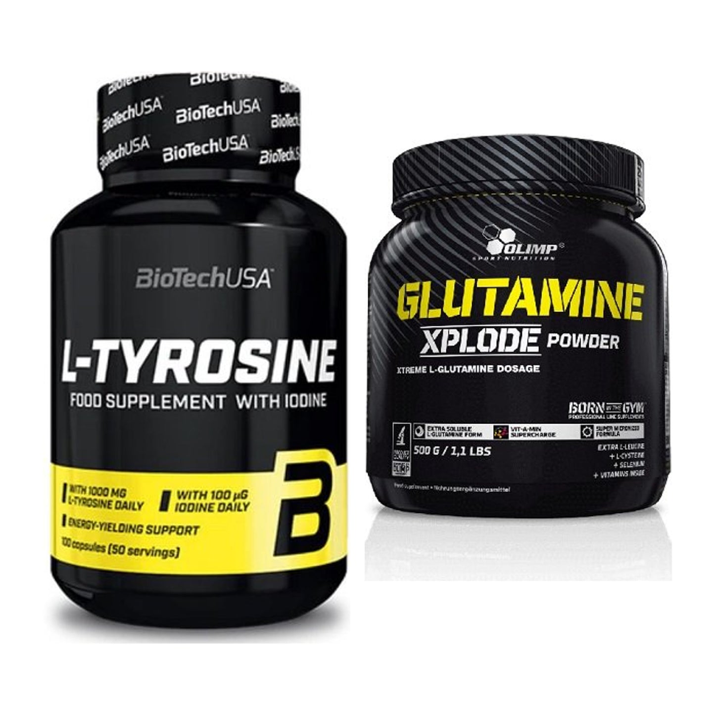 Trainings-Set: BioTech Tyrosine + Olimp L-Glutamine Xplode 500g – alle enthaltenen Artikel