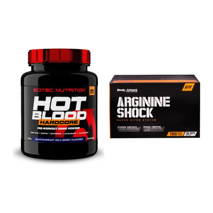 Trainings-Set: Scitec Hot Blood Hardcore + Body Attack Arginine Shock – alle enthaltenen Artikel