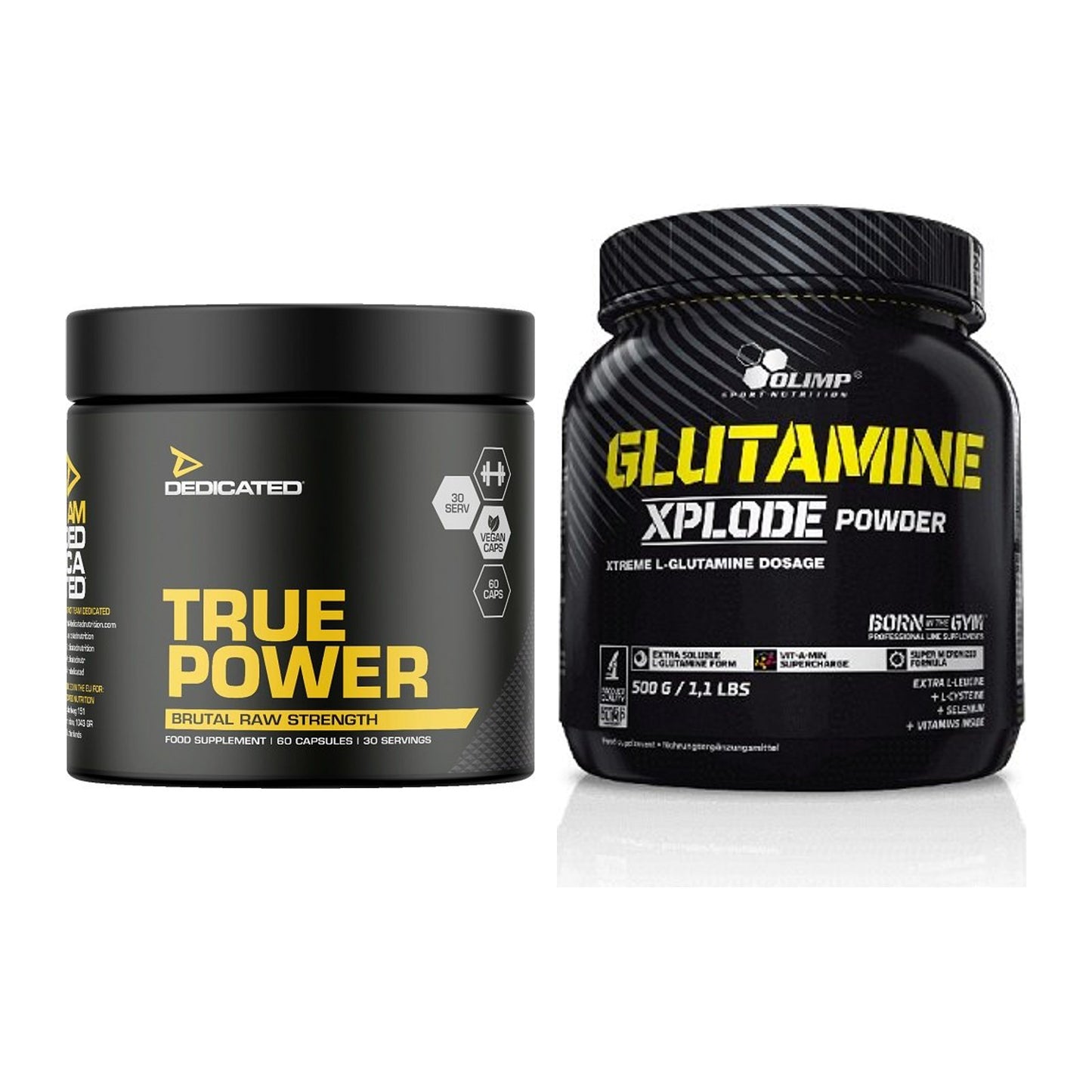Trainings-Set: Dedicated True Power + Olimp L-Glutamine Xplode 500g – alle enthaltenen Artikel
