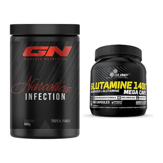 Edzőkészlet: GN Narcotica Infection + Olimp L-Glutamine Mega Caps - minden elemet tartalmaz