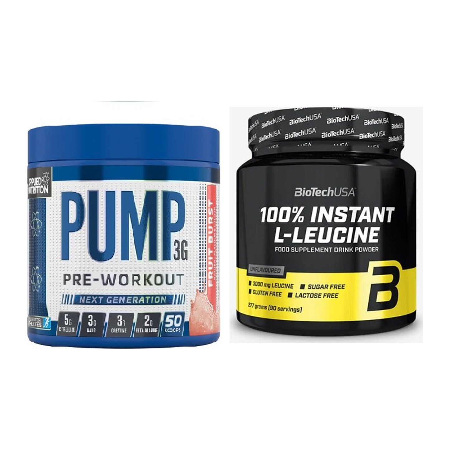 Trainings-Set: Applied Nutrition Pump + BioTech 100% Instant L-Leucine – alle enthaltenen Artikel