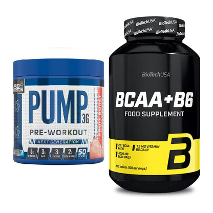 Trainings-Set: Applied Nutrition Pump + BioTech BCAA+B6 200 Tabl – alle enthaltenen Artikel