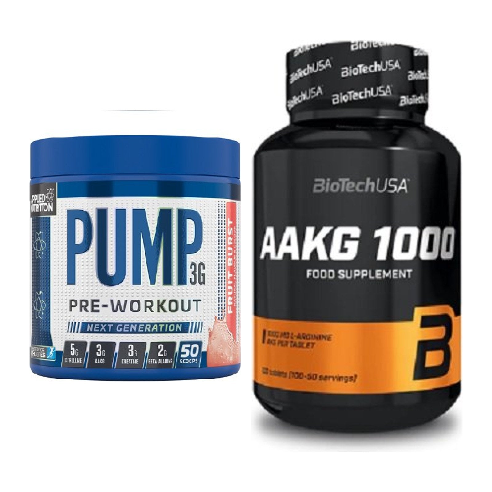 Trainings-Set: Applied Nutrition Pump + BioTech AAKG 1000mg 100 Tabl. – alle enthaltenen Artikel
