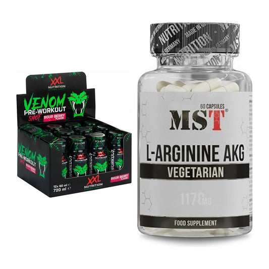 Trainings-Set: XXL Nutrition Venom Shot + MST Arginin AAKG 1178mg – alle enthaltenen Artikel