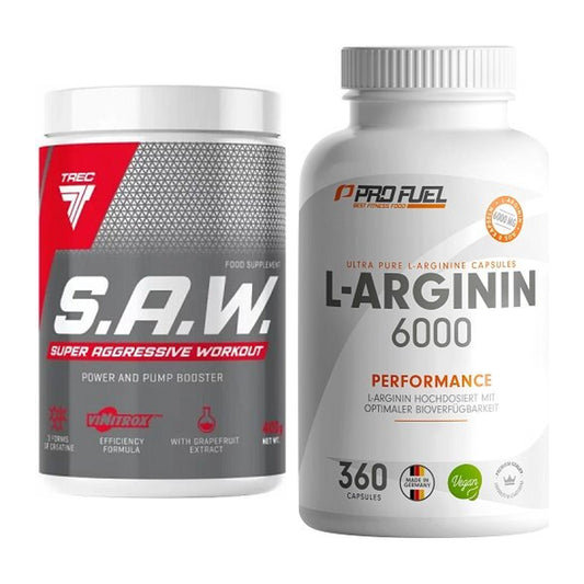 Trainings-Set: Trec Nutrition SAW Booster + ProFuel L-Arginin 6000 – alle enthaltenen Artikel