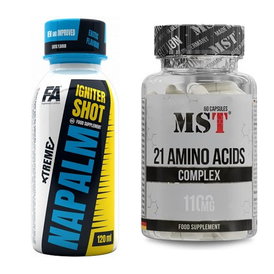 Trainings-Set: FA Nutrition Xtreme Napalm Igniter + MST 21 Amino Acids – alle enthaltenen Artikel