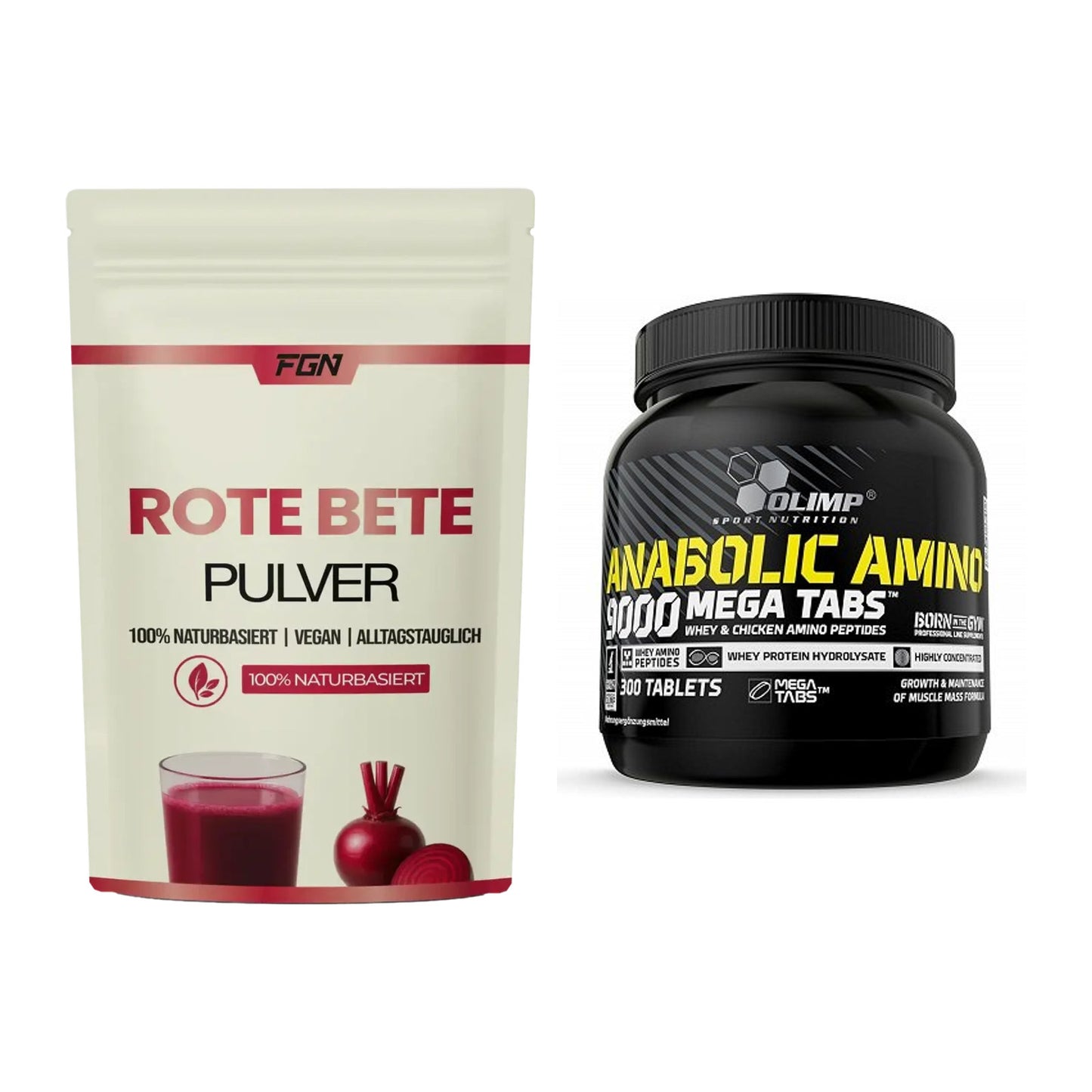 Trainings-Set: FGN Rote Beete Pulver + Olimp Anabolic Amino 9000 Mega – alle enthaltenen Artikel