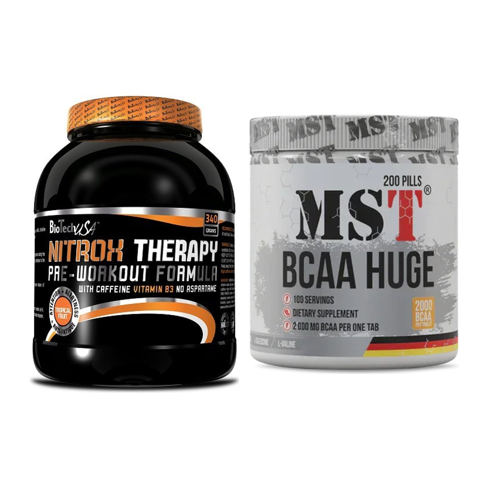Trainings-Set: BioTech NitroX Therapy + MST BCAA Huge 200 Tabl./ – alle enthaltenen Artikel