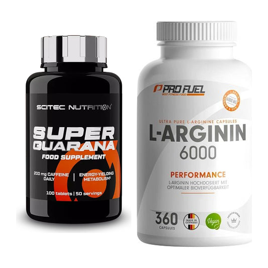 Trainings-Set: Scitec Super Guarana 100 Tabl. + ProFuel L-Arginin 6000 – alle enthaltenen Artikel