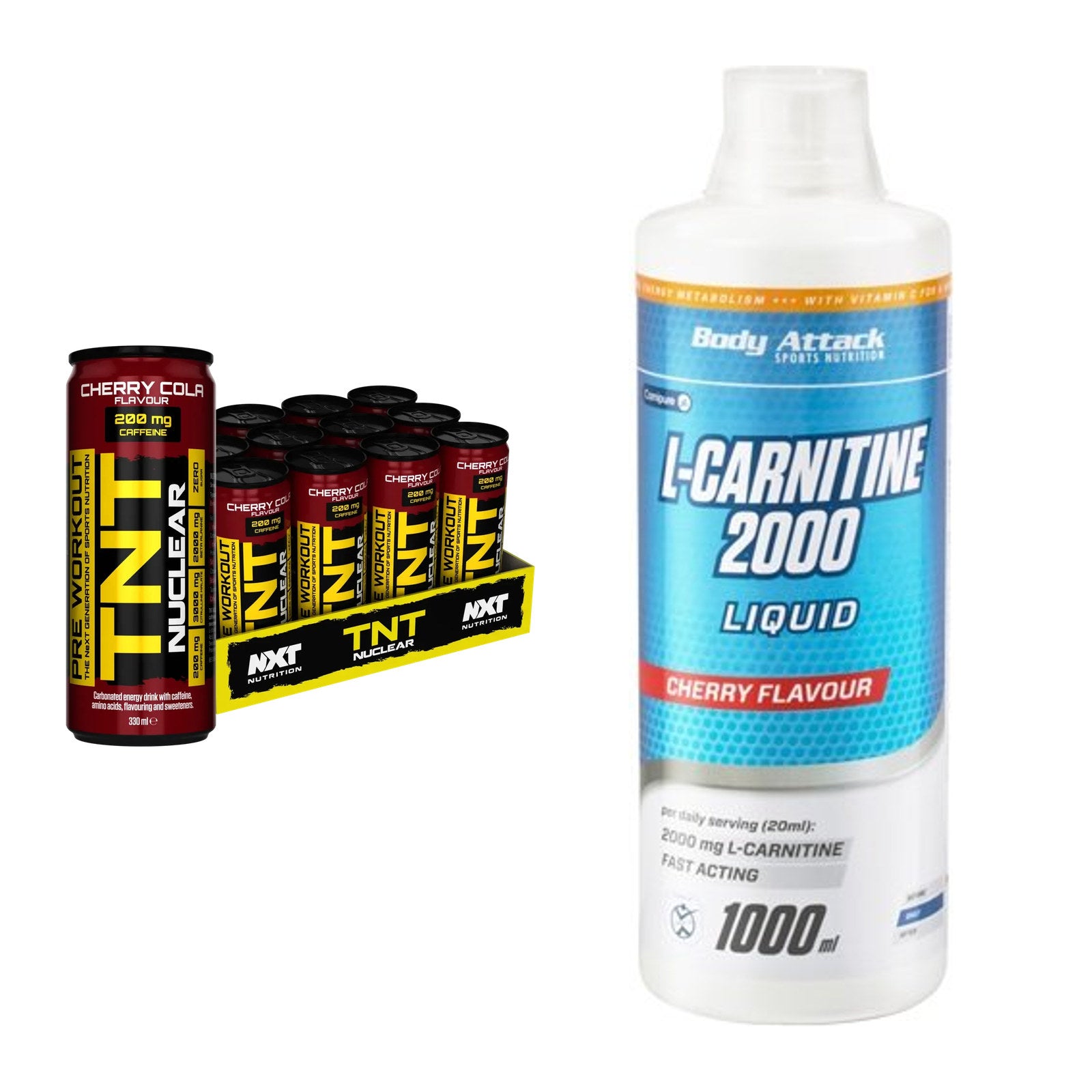 Trainings-Set: NXT Nutrition TNT NUCLEAR + Body Attack L-Carnitine – alle enthaltenen Artikel