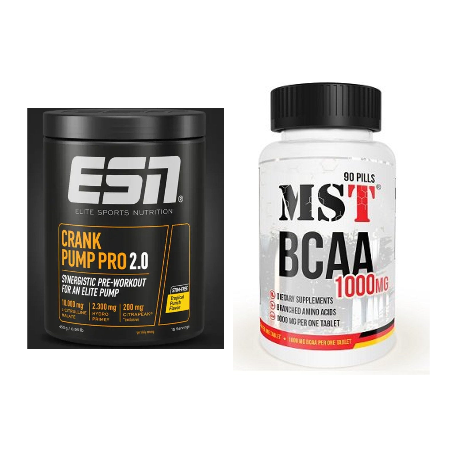 Trainings-Set: ESN Crank Pump Pro 2.0 + MST BCAA 1000 (90 Tabl.) – alle enthaltenen Artikel