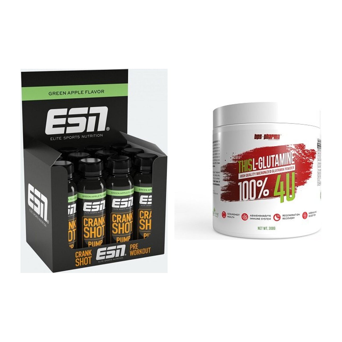 Trainings-Set: ESN Crank Pump Shot + BPS-Pharma This Glutamin – alle enthaltenen Artikel