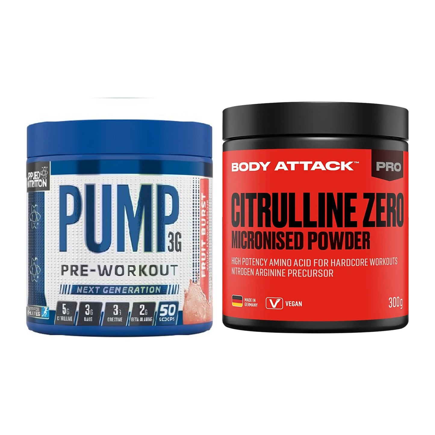 Trainings-Set: Applied Nutrition Pump + Body Attack 100 % – alle enthaltenen Artikel