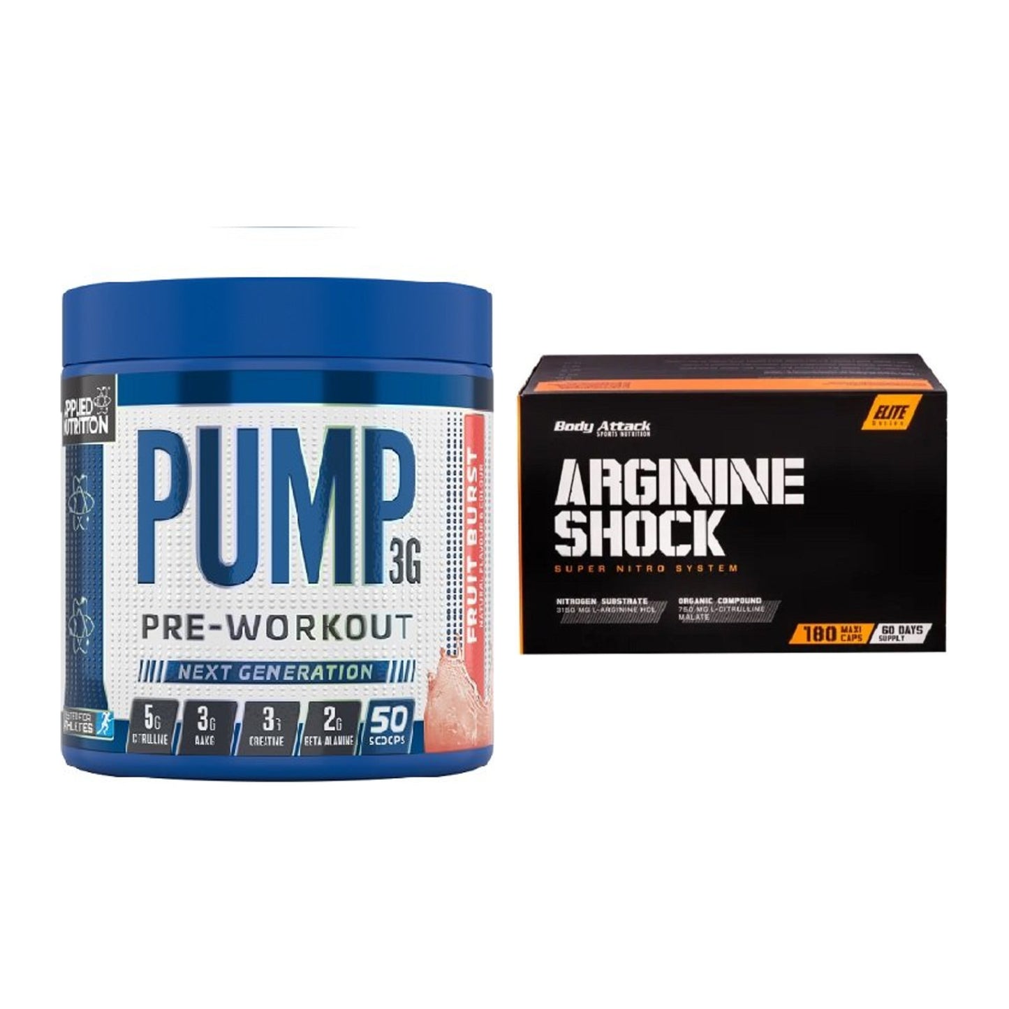 Trainings-Set: Applied Nutrition Pump + Body Attack Arginine Shock – alle enthaltenen Artikel
