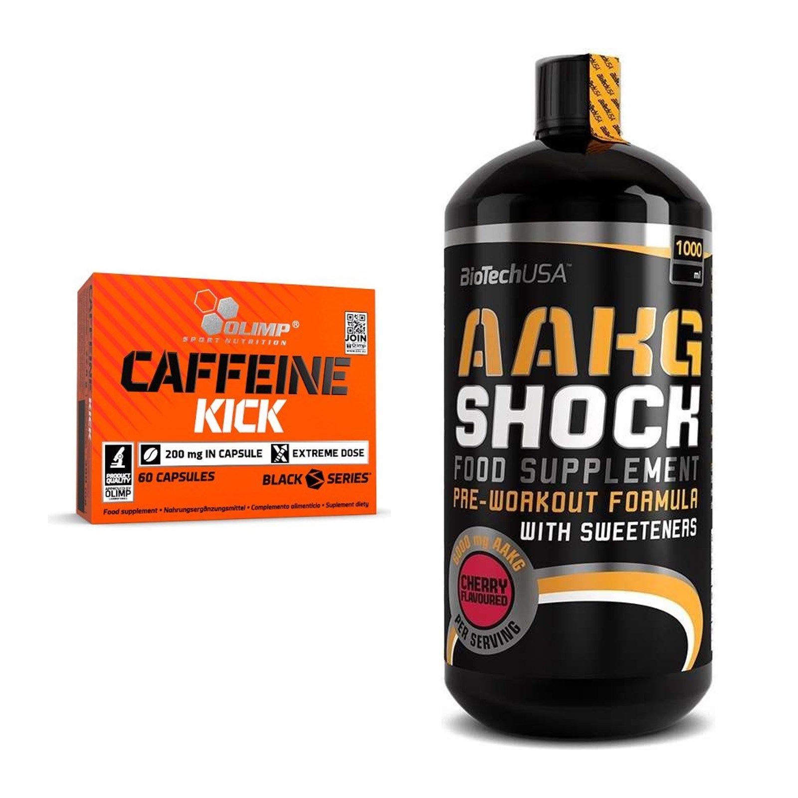 Trainings-Set: Olimp Caffeine Kick + BioTech AAKG Shock Extreme – alle enthaltenen Artikel
