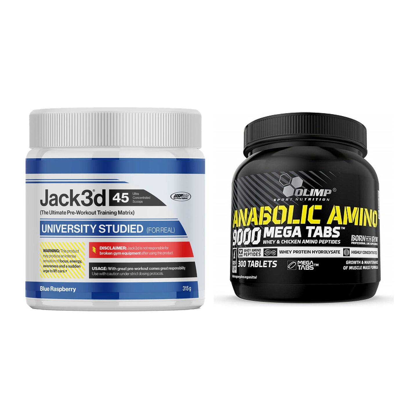 Trainings-Set: USP Labs Jack3d 45 Serv. + Olimp Anabolic Amino 9000 – alle enthaltenen Artikel