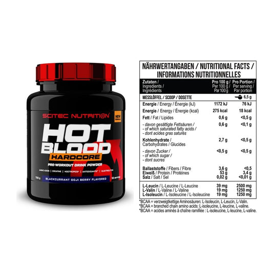 Trainings-Set: Scitec Hot Blood Hardcore + MST BCAA Zero – alle enthaltenen Artikel