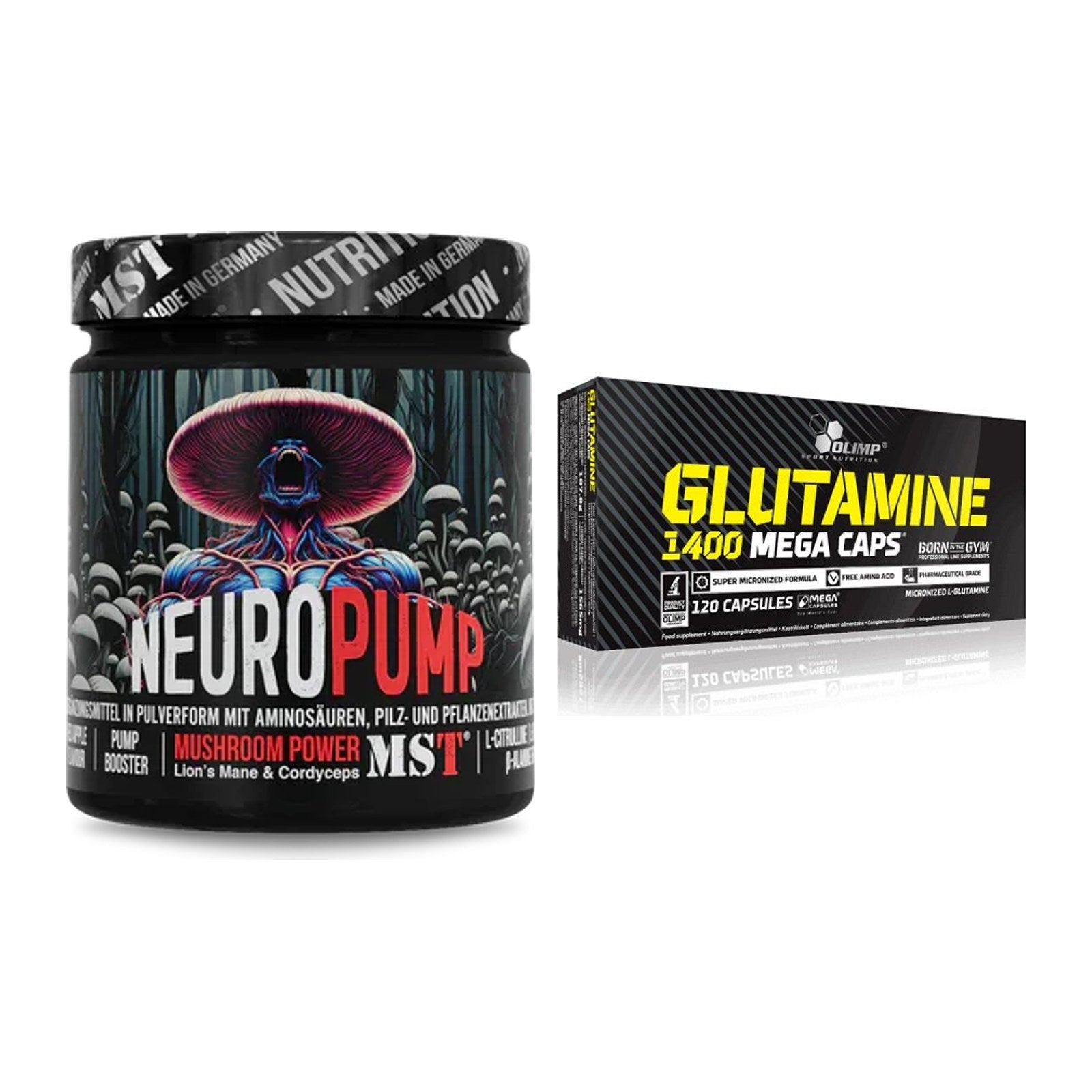 Trainings-Set: MST NeuroPump 270g (Red + Olimp L-Glutamine Mega – alle enthaltenen Artikel