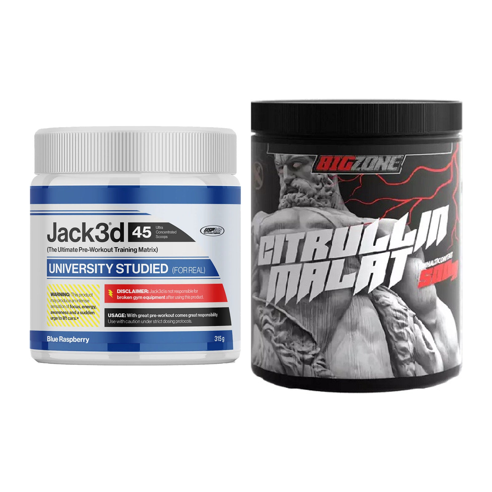 Trainings-Set: USP Labs Jack3d 45 Serv. + Big Zone Citrullin Malat – alle enthaltenen Artikel