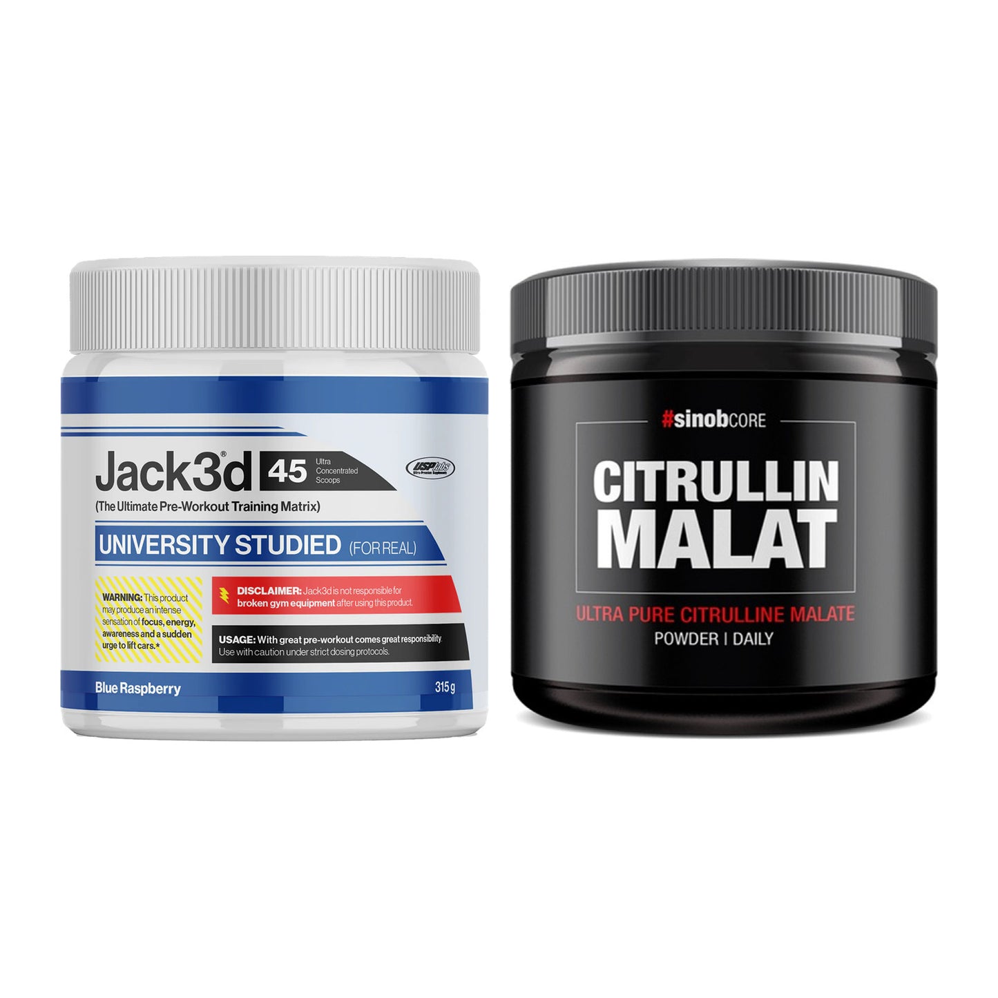 Trainings-Set: USP Labs Jack3d 45 Serv. + Sinob Core L-Citrullin Malat – alle enthaltenen Artikel