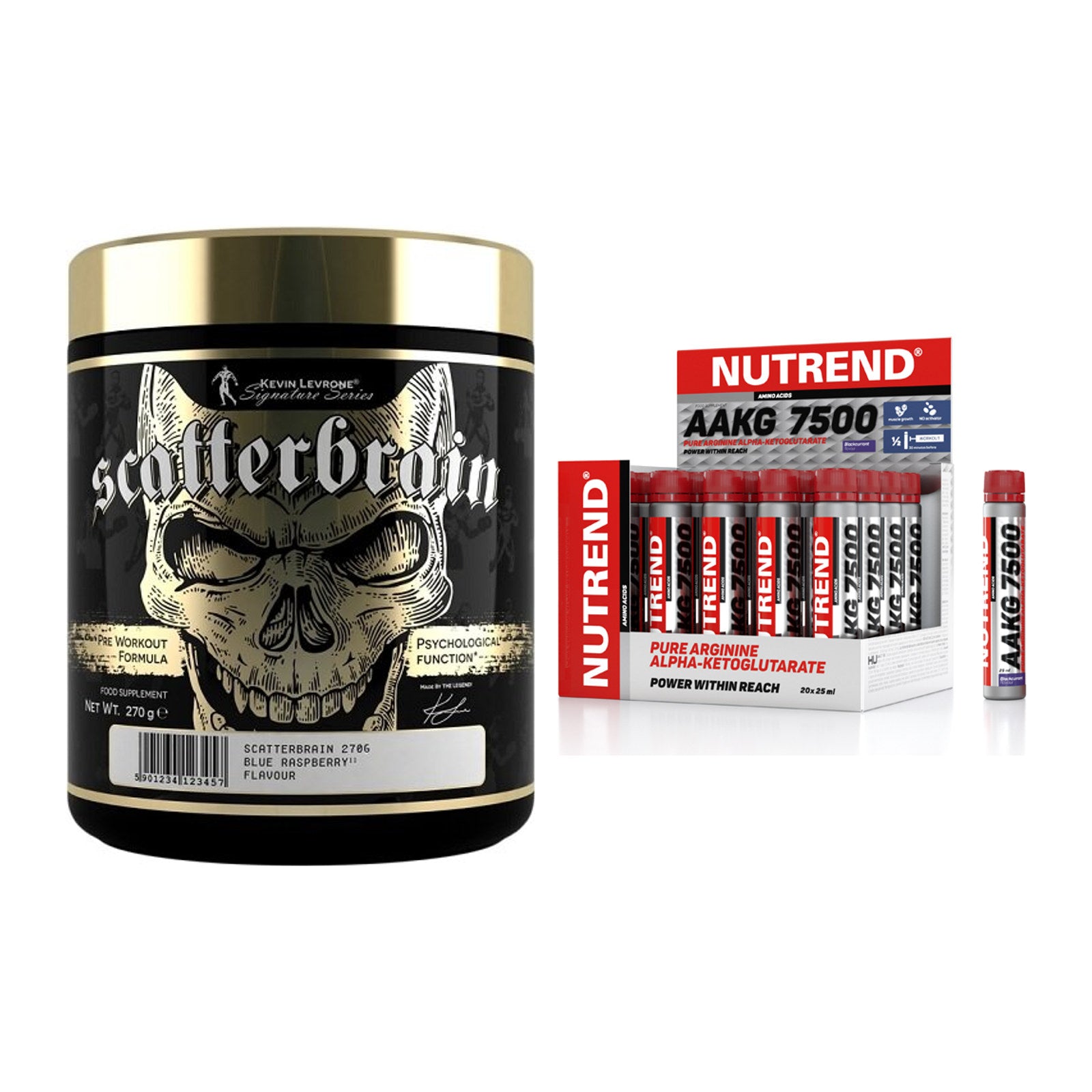 Trainings-Set: Kevin Levrone Scatterbrain + Nutrend AAKG 7500 Shots – alle enthaltenen Artikel