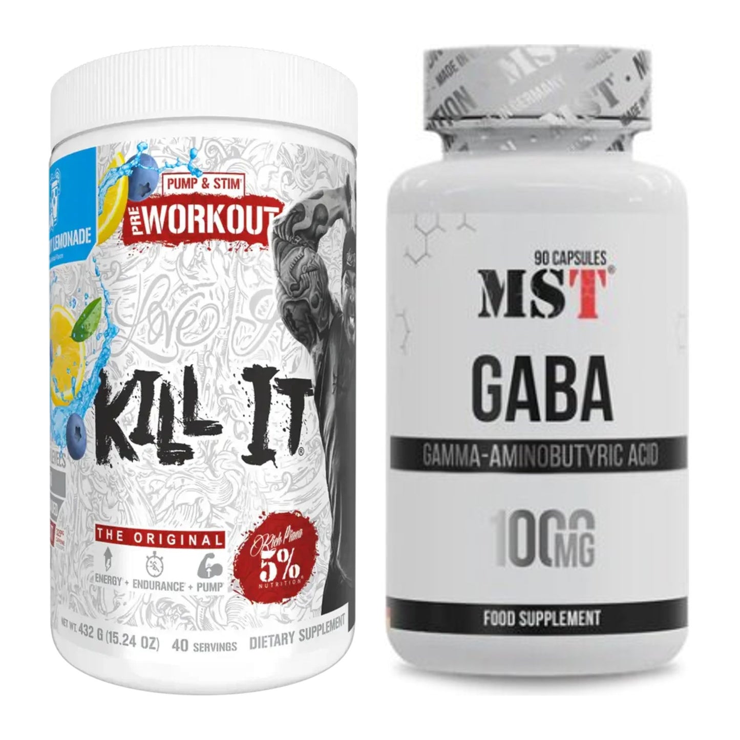 Trainings-Set: Rich Piana 5% Nutrition Kill It + MST GABA 1000mg – alle enthaltenen Artikel