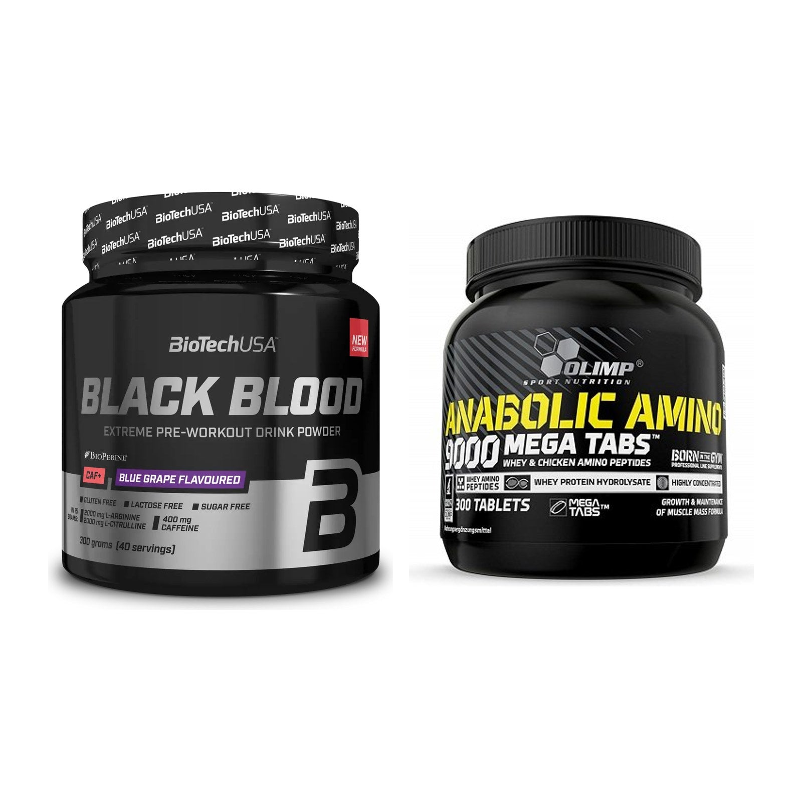 Trainings-Set: BioTech Black Blood CAF + Olimp Anabolic Amino 9000 – alle enthaltenen Artikel